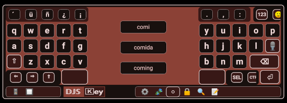 Extended main keyboard with suggestions.