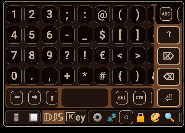 Numbers and symbols panel